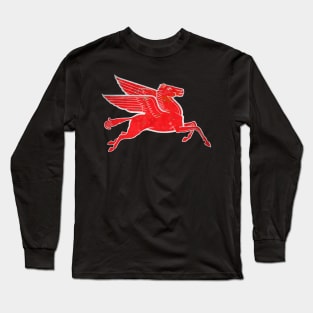 Red Pegasus distressed version facing right Long Sleeve T-Shirt